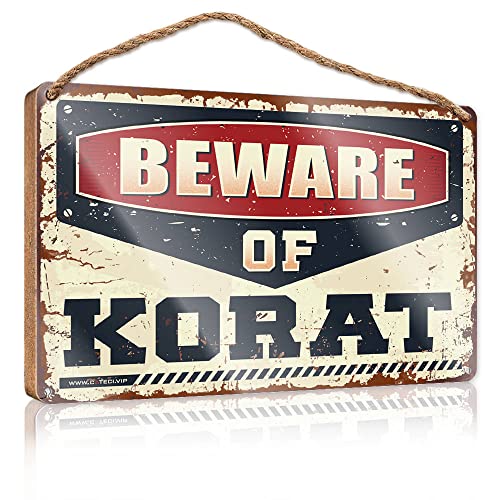 Abipuir Letrero de madera de bienvenida para puerta principal, Beware of Korat, placa de madera, decoración de granja (tamaño : 15 x 28 cm)