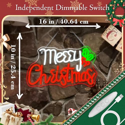 Image of ineonlife Christmas Window Lights Merry Christmas Sign LED Light Bar Neon Signs for Wall Decor Holiday Party Home Bar Decoration Neon Light for Wall Decor Festival Celebration