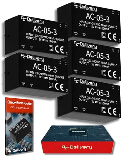 AZDelivery 3 x 220V zu 5V Mini-Netzteil kompatibel mit Arduino und Raspberry Pi inklusive E-Book!