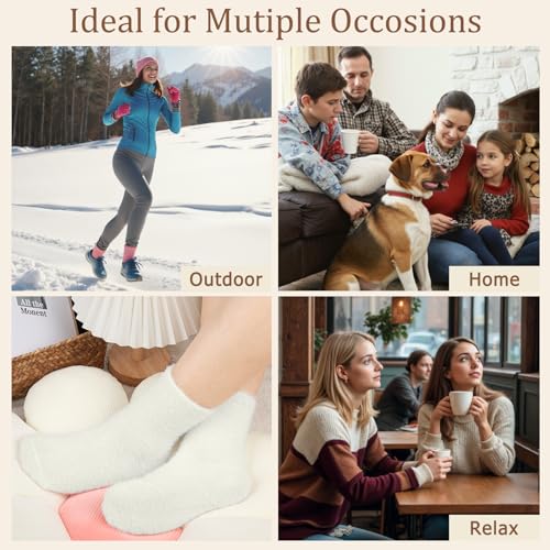 Kotashion Kuschelsocken Damen Flauschsocken Wintersocken Bettsocken Thermosocken Dicke Gemütliche Warme Socken Haussocken Weihnachtssocken Für Mädchen Größe 37-42