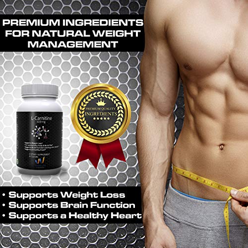 L CARNITINE Powder Tartrate Supplements 500 mg for Weight Loss Management - Non GMO Diet Pills with Amino Acid - 60 Capsules