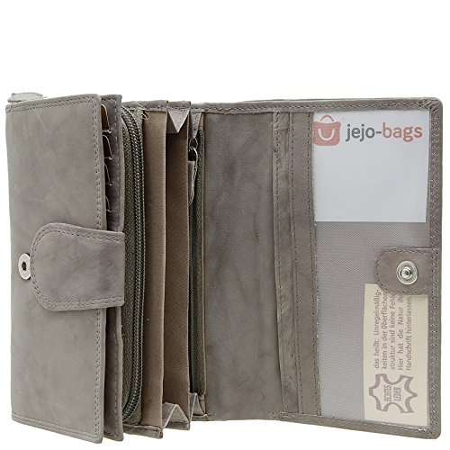 Jejo-bags damesportemonnee, grote portemonnee voor vrouwen, echt leer, met RFID-bescherming, in 5 kleuren, grijs, - Image 5