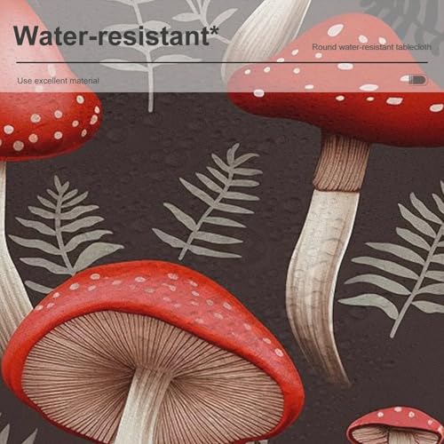 Nappe ronde champignons rouges lavable pour table de cuisine - 7