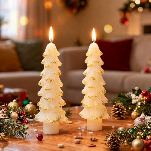 Candele Natalizie Regali Natale Donna, Set Regalo di Candele Natalizie, Set di Candele in Cera di Soia Naturale, Piccoli Regali di Natale per Decorazione per la Casa Camino Tavolo Festa