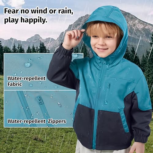Volunboy Toddler Boys Windbreaker Jackets Patchwork Lightweight Zip Hoodie Outerwear Fall Spring Windproof Hooded Coat2
