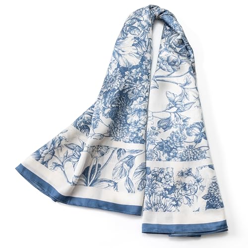 100% Mulberry Silk Scarf for Women for Neck, Large Bandana Square Satin Head Scarf for Hair 35