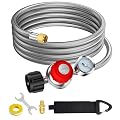 Alloxity 12FT 0-30 PSI Adjustable High Pressure Propane Regulator with Gauge,Stainless Propane Regulator with Hose QCC1 with 3/8 Flare x 1/8 MNPT Fits for Turkey Fryer,Propane Burner,Fire Pit, Forge