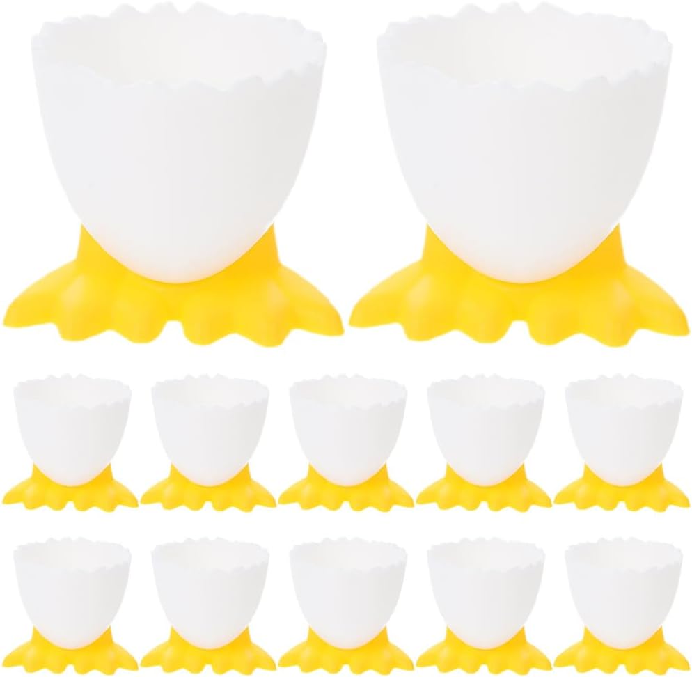 BESTOYARD 12pcs Cartoon Egg Cups feet-Shaped Soft Boiled Egg Holder Silicone Breakfast Cup 2.16X1.77X1.77in Table Display for Home Restaurant Party Easter