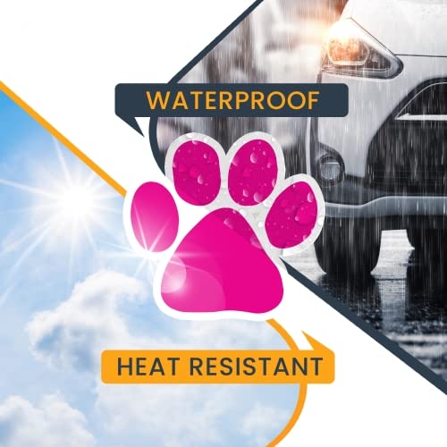 Image of Pink Pawprint Car Magnet 5 Inch, Dog Lover Gift | Heavy duty magnetic decal for car, truck, SUV or fridge, full color UV printed