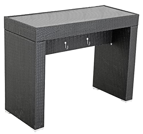 METRO Professional Barbados Stehtisch rechteckig, Aluminium/Rattan, 140 x 60 x 110 cm, schwarz