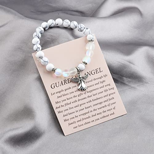Image of FUSTMW Angel Keychain Guardian Angel Gifts Faith Gifts Prayer gifts Blessing Gifts Guardian Angel Charm Key Chain Gifts