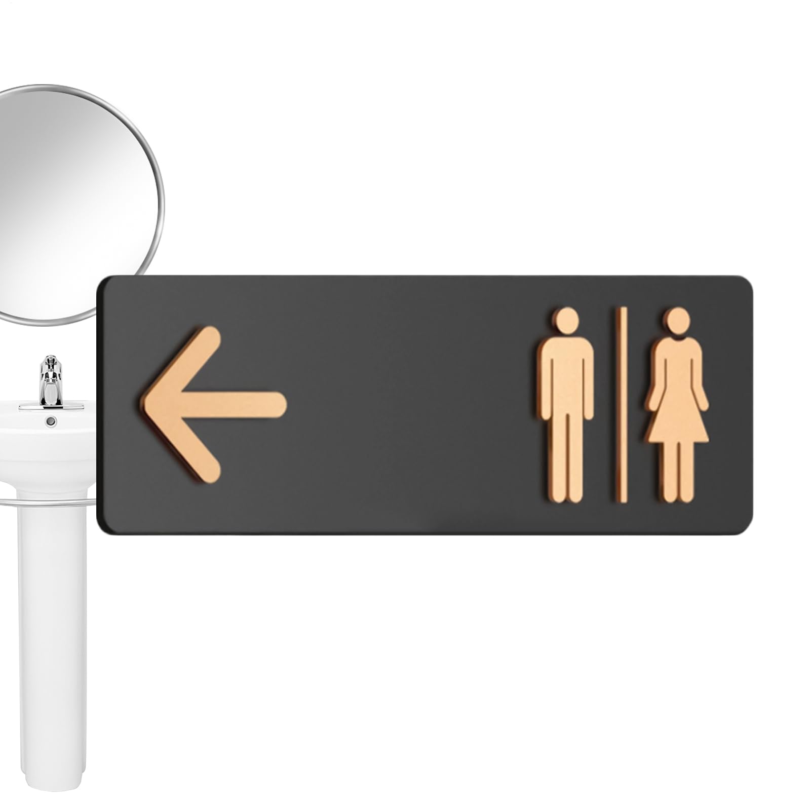 Toilet Sign, Self-Adhesive Acrylic Toilet Sign with Direction Markings for Men and Women, Door Sign for Commerce, Private Homes, Public Institutions, 30 x 10 cm