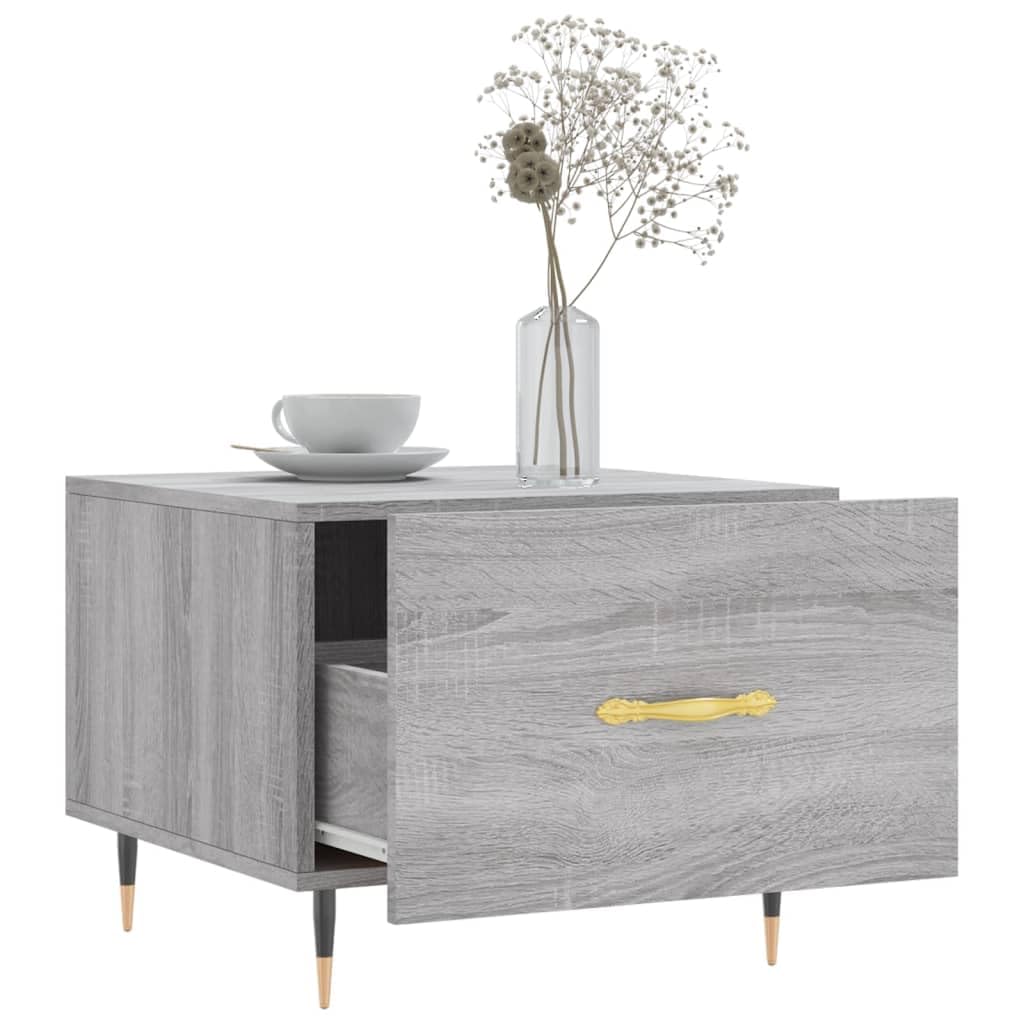 Homgoday Tavolino da caffè Sonoma grigio 50 x 50 x 40 cm, in legno ingegnerizzato, tavolino da tè per soggiorno, sala ricevimenti degli ospiti, camera da letto e ufficio, tipo 4