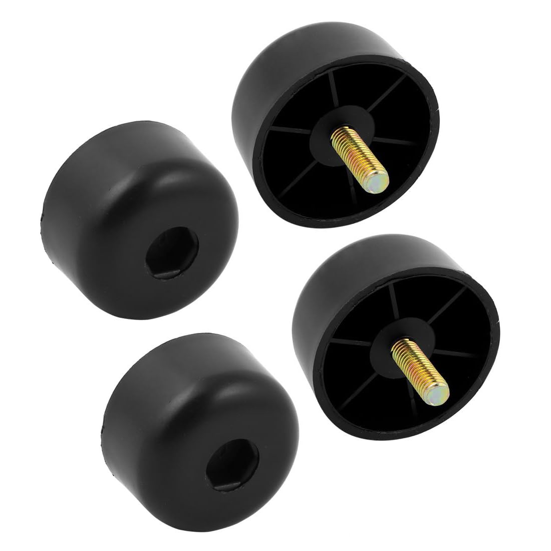 TA-VIGOR 4Pcs 55mm x 30mm M8 Adjustable Foot Pads, Black Round Base Threaded Screw Furniture Leveling Feet, Adjustable Leveler Floor Protectors for Tables Desks Chairs Sofas Cabinets