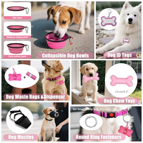 YXFDOYT No-Pull Dog Harness & Leash Set with Accessories (Pink, M) — view 7