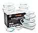Produktbild Küche Glas Food Container, Brotdose, Babynahrung, Essen Prep, umweltfreundlich Vorratsdosen mit airtigh Deckel, BPA-frei, Borosilikatglas, Pasta, Salat, stapelbar 9 Pcs Set Clear & Blue