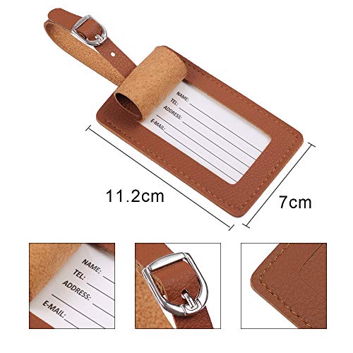 Vigorport Luggage Tag，Leather Identifiers Travel Tags for Suitcase,Bag Tags with Name Card Holder-Set of 43