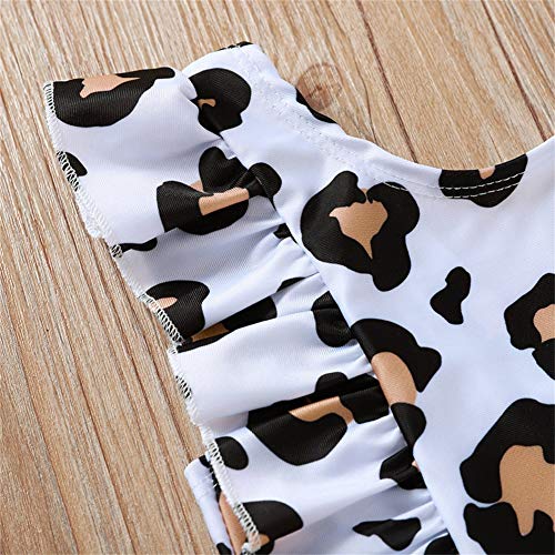 MODNTOGA Toddler Baby Girls Swimsuit Backless Ruffle One-Piece Swimwear Bathing Suit Tankini (Leopard, 120(4-5T))