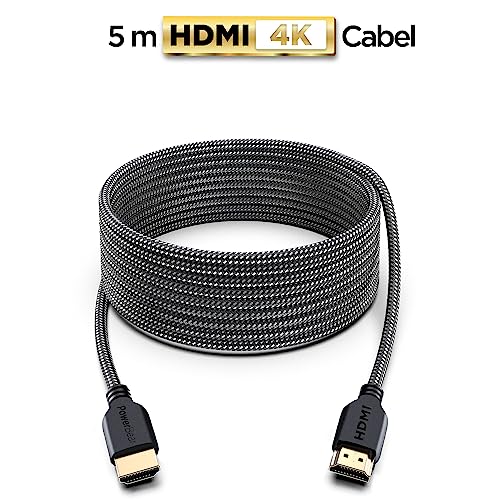 PowerBear 4K HDMI Cable 15 ft | High Speed Hdmi Cables, Braided Nylon & Gold Connectors, 4K @ 60Hz, Ultra HD, 2K, 1080P, ARC & CL3 Rated | for Laptop, Monitor, PS5, PS4, Xbox One, Fire TV, & More