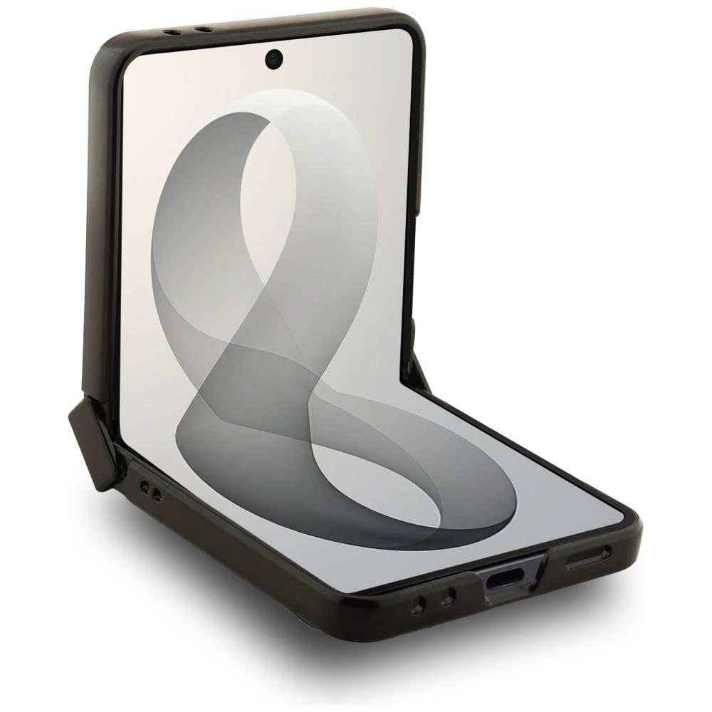 CG MOBILE BMW M Pelle Perforata Strisce Tricolore Loghi Metallo Compatibile con MagSafe Custodia per Samsung Galaxy Z Flip8 (Nero)