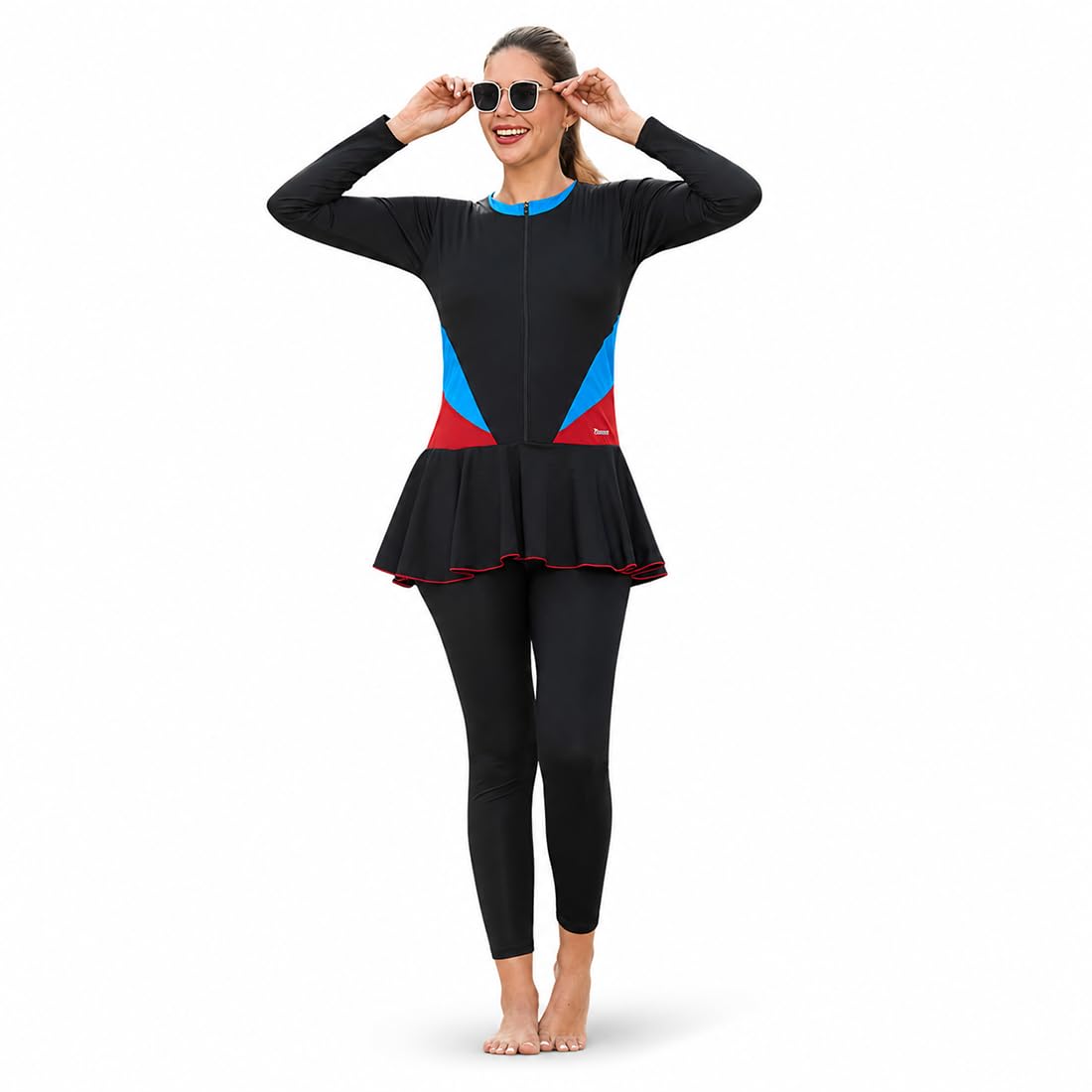 rovars Women's Stretchable One Piece Full Body Swim Suit with Removable Pads-picture-39