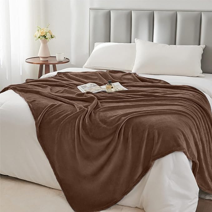 ZZZMRH Luxury Mink Fleece Blanket Faux fur throw Soft Touch – Warm Fluffy Blanket Throws for Sofas, Couch, Bed Settees & Armchairs King size Chocolate Throws Travel Blanket, 200x240 CM