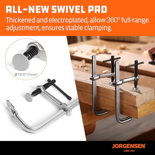 Image of Jorgensen Bar Clamps, 6-Inch Light-duty Drop Forged Steel Bar Clamps for Woodworking and Welding, 2 Pack