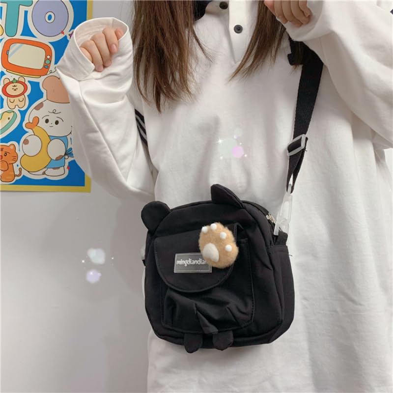 Kawaii Puppy Bag with Kawaii Stuff Kawaii Purse Cute Crossbody Bag Kawaii Accessories (black)2