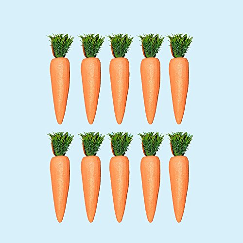 Decoración para pascua, 10 unidades, diseño de zanahorias con purpurina