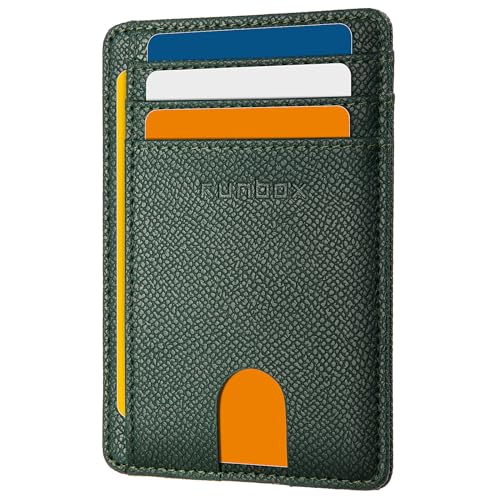 Image of RUNBOX Slim Minimalist Front Pocket RFID Blocking Leather Wallets for Men and Women Card Holder Wallets Gifts for men
