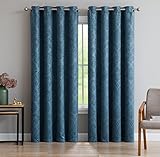 Linen Zone Pair of Extra Long Teal Blue Bedroom Curtains. These Modern Decor Black Out Curtains are