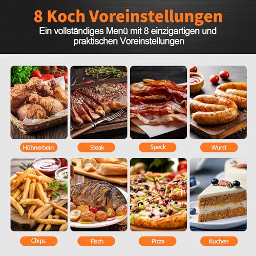 Foto von CROWNFUL Luftfritteuse 6,2L, XXL Heißluftfriteuse Elektrische 8 in 1 Öllose Herd, Heissluft Fritteusen mit LCD Touchscreen und 8 Voreinstellungen, präzise Temperaturregelung, Nonstick Korb