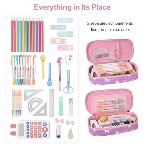 Image of Bagseri Pencil Case for Kids - Special Cute Pencil Pouch for Girls Large Capacity Pencil Bag Aesthetic Kids Pencil Box for School (Purple Cute Unicorn)