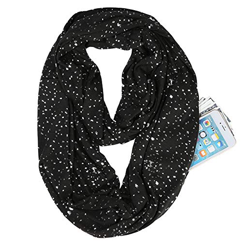Ulalaza Infinity Scarf with Hidden Zipper Pocket Lightweight Travel Wrap for Women Girls