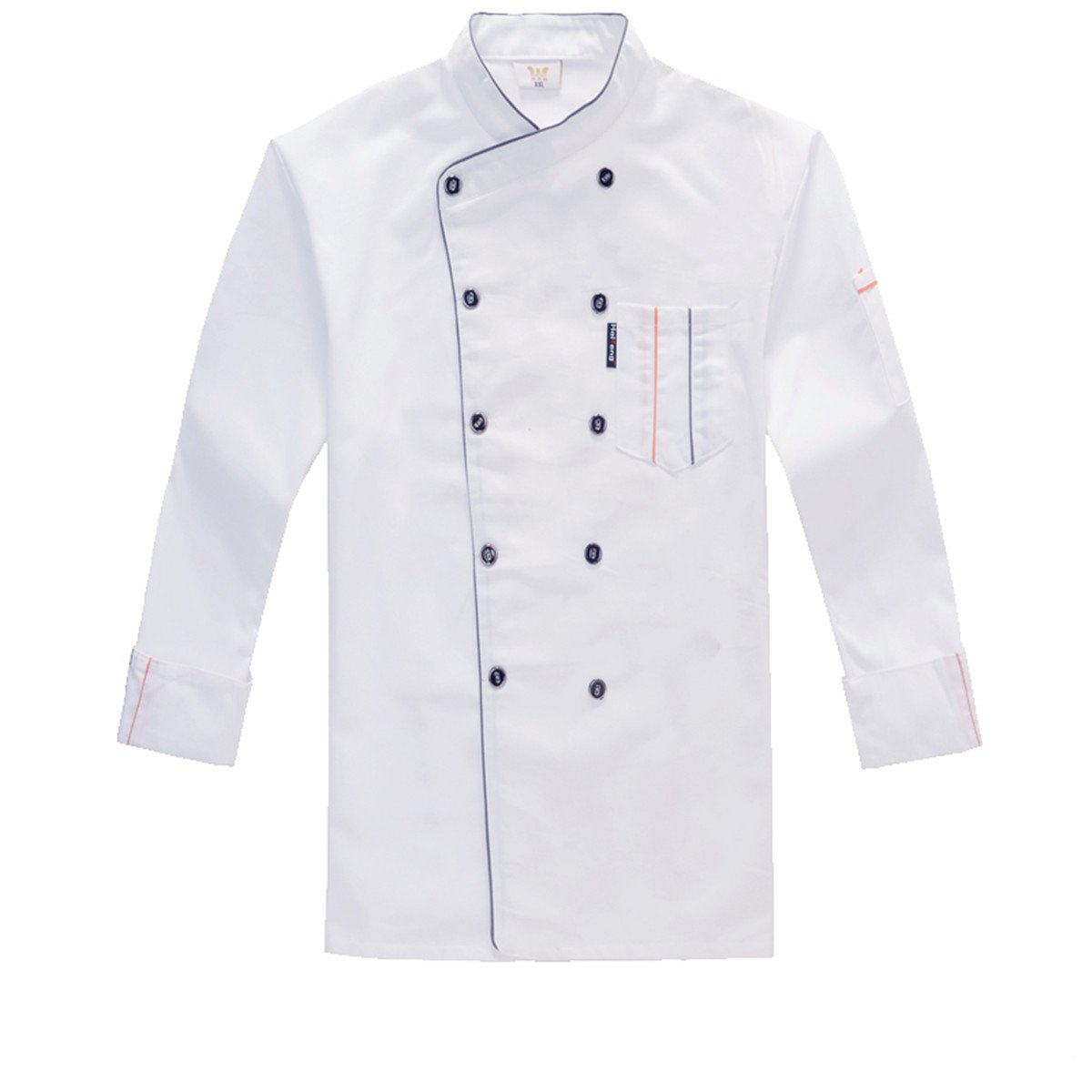 XINFU Unisex Chef Coat Long Sleeves/Short Sleeves Double-Breasted Kitchen Chef Uniform - White - XXX-L