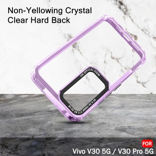 Image of TheGiftKart Hybrid Shockproof Back Cover Case for Vivo V30 / V30 Pro 5G | Stylish Camera Border | Electroplated Buttons | Crystal Clear Hard Back Cover Case (TPU & PC, Purple Bumper)