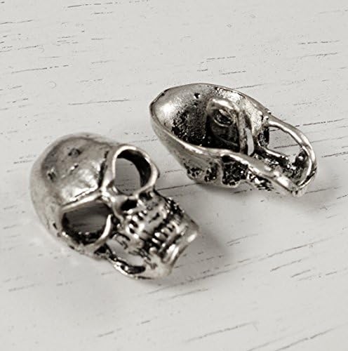Miniatura 5 de 4-pcs 0.945 in Metal Skull Botón con Vástago, TR-11144 (Plata)