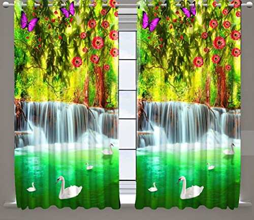 Image of GYANTITEXTURE Window Curtains for Home 5Ft Pack of 2 | 3D Digital Curtain Panels for Living Room Bedroom Kids Room | Semi-Sheer Printed Eyelet Drapes for Decoration (4x5 Feet) Jharnaa