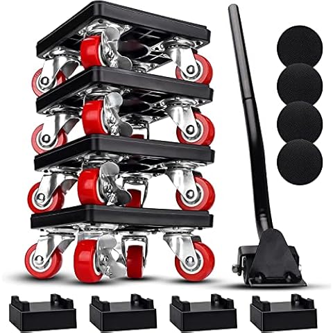 Furniture Dolly, Furniture Mover with Wheels, Furniture Lifter Set, 360° Rotation Wheels Furniture Dolly with Brake, Maximum Load 1300 Lbs, for Moving Heavy Furniture ,Refrigerator, Cabinet Cover