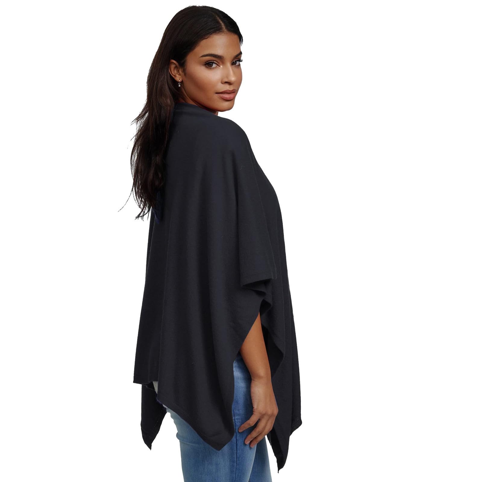 Glamexx24 Damen Poncho Schal Cashmere Feeling Strick Cape Frauen Poncho Cardigan XXL Umhängetuch für Frühling und Herbst Made in Italy