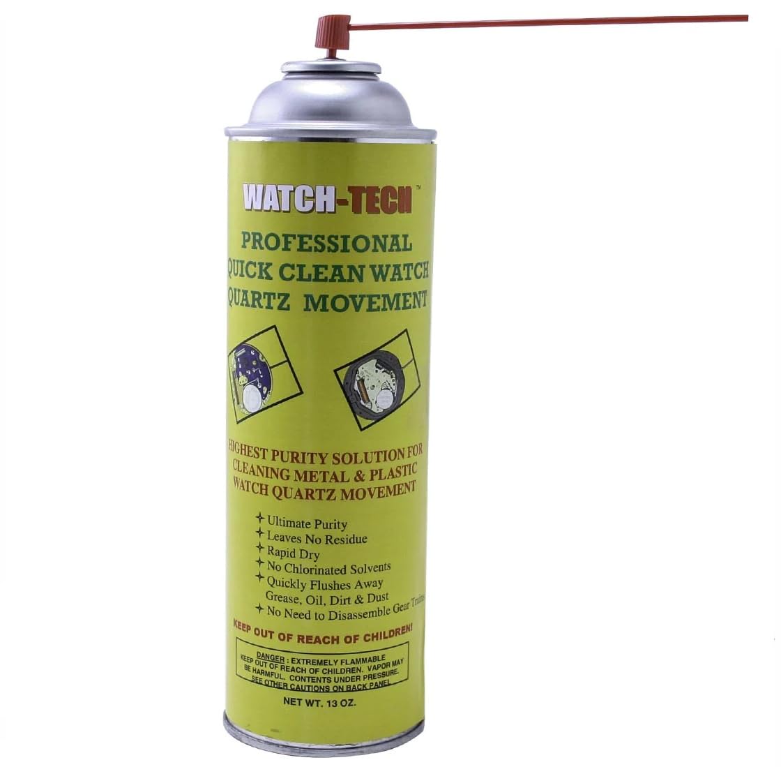 Generic Quick Clean Quartz Movement Spray for Cleaning Metal and Plastic Watch Quartz Movements (CL-125), Yellow