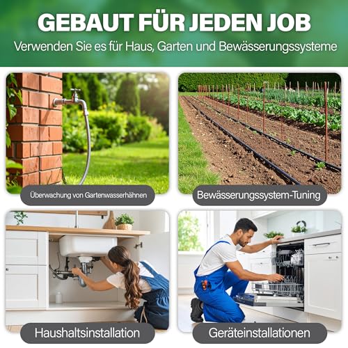 STOWBERRY Netz-Wasserdruck-Manometer - 0-11 bar / 0-160 PSI - Wasserzulaufdruck-Manometer mit Schlauchhahnanschluss - Hydraulikwerkzeug für den