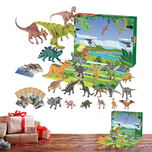 Generico Calendario de Adviento de dinosaurios, figuras de pequeños dinosaurios con interactivos – Calendario cuenta regresiva 24 días regalo de Navidad decoración para el hogar