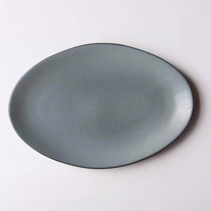 Amazon.co.jp: ANFORA マットグレイ オーバルプレート 38cm