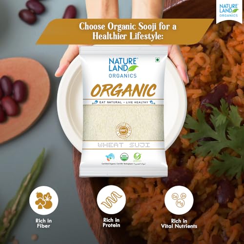 Image of Natureland Organics Wheat Suji / Sooji 500 Gm (Pack of 5) - Organic Sooji