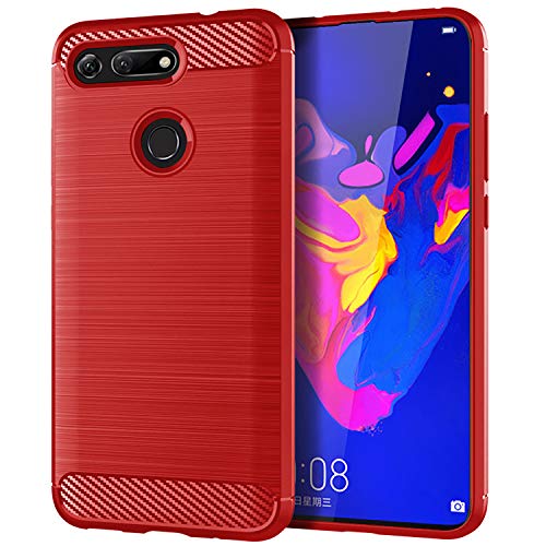 Funda HUAWEI Honor View 20,HUAWEI Honor View 20 Carcasa con [Gel de sílice de fibra de carbono] [Anti-huella dactilar][Mano antideslizante] Anti-rasguños Estuche para Case cover HUAWEI Honor View 20