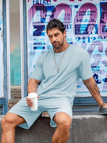 Image of Vogaan Men's T-Shirt and Shorts Set | Top & Shorts Night Suits Set | Night Wear for Men