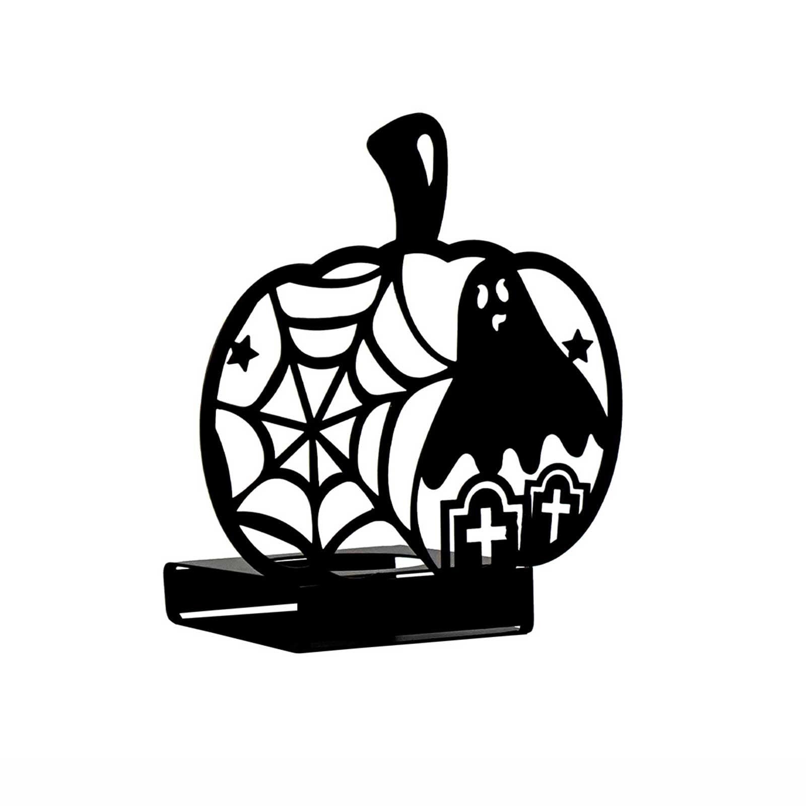 Halloween Candle Holder Metal Black Candlestick Holders Iron Hollow Pumpkin Spider Web Ghost Silhouette for Home Indoor Party Table Centerpiece Center Decor Supplies