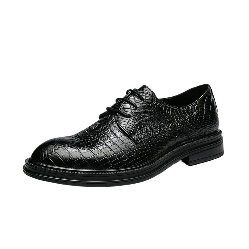 Crocodile Pattern Dress Shoes Men British Business Formal Lace-Up Pointed Toe Wedding Leather Footwear Casual