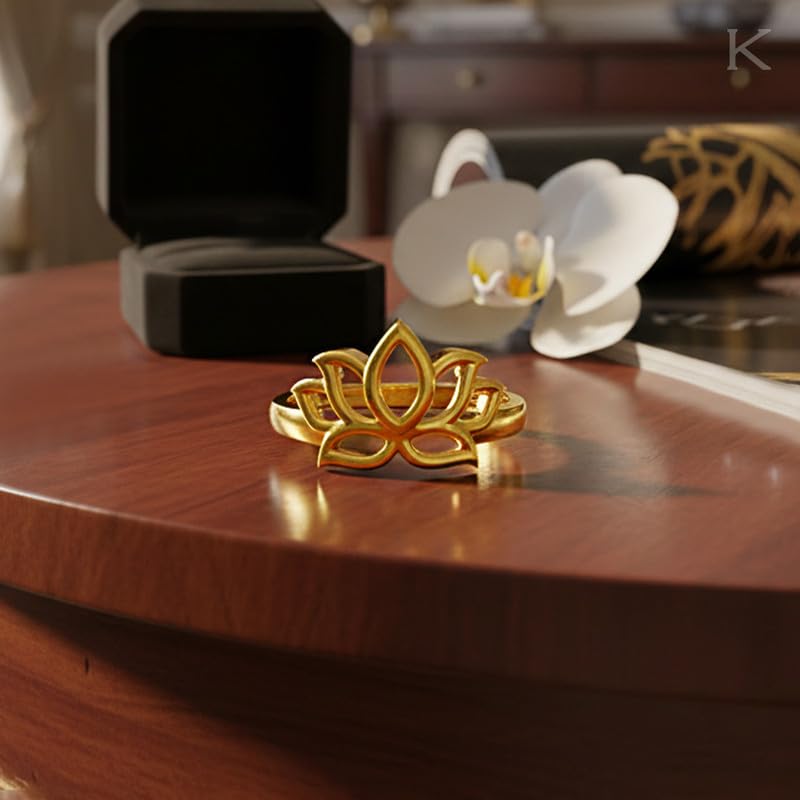 Image of KISNA 9KT / 14KT / 18KT Lotusia Yellow Gold Ring For Women | S14